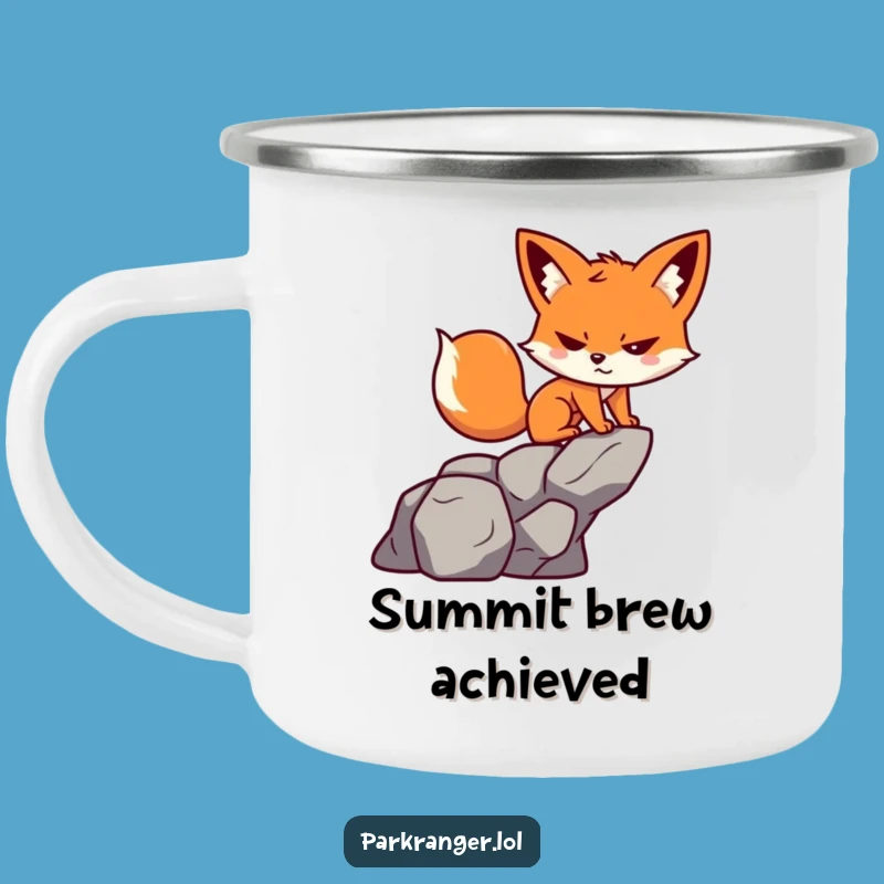 Funny Fox Camping Mug: Adventure Ready, Determined Grin, Perfect Campfire Funny Gift
