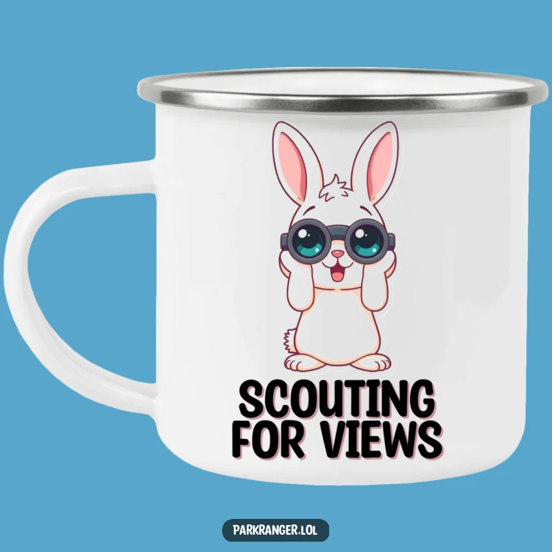 Funny Rabbit Binoculars Camping Mug: Sip Your Brew While Observing!