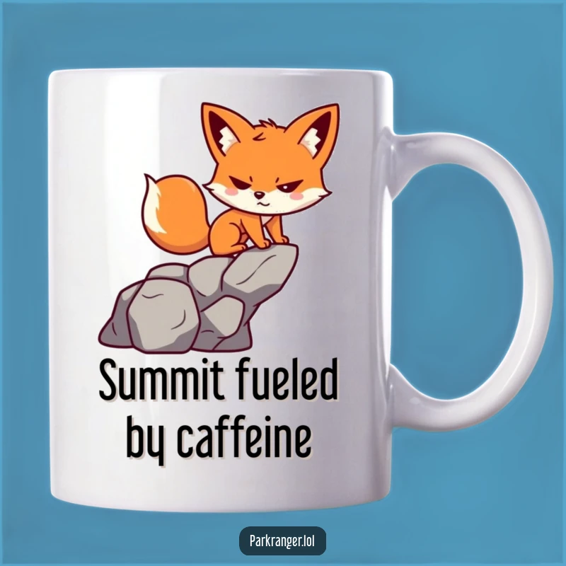 Funny Fox Climbing Mug: Determined Grin Adventure, Perfect Funny Gift for Hikers