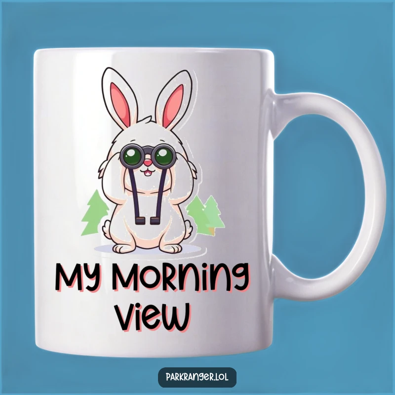 Funny Rabbit Explorer Mug: Cheerful Binocular Gazer Gift