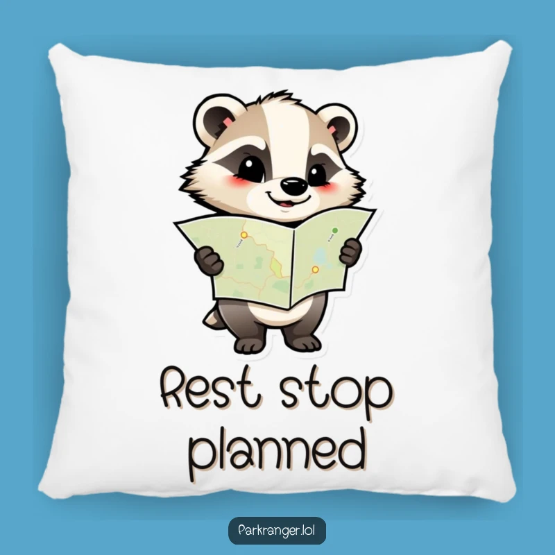 Funny Badger Map Pillow: Cozy Up with Determined Comfort!