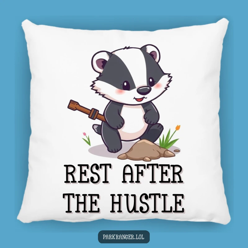 Funny Determined Badger Pillow: Cozy Resolve, Perfect Comfort Funny Gift