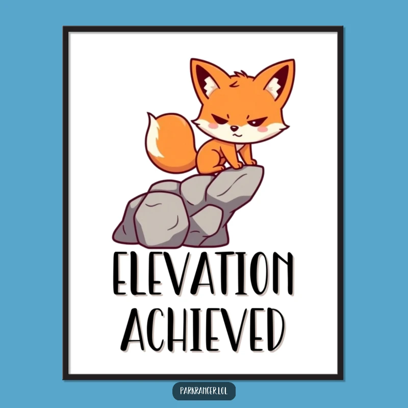 Funny Fox Digital Art: Determined Climb, Playful Spirit, Instant Funny Gift Download