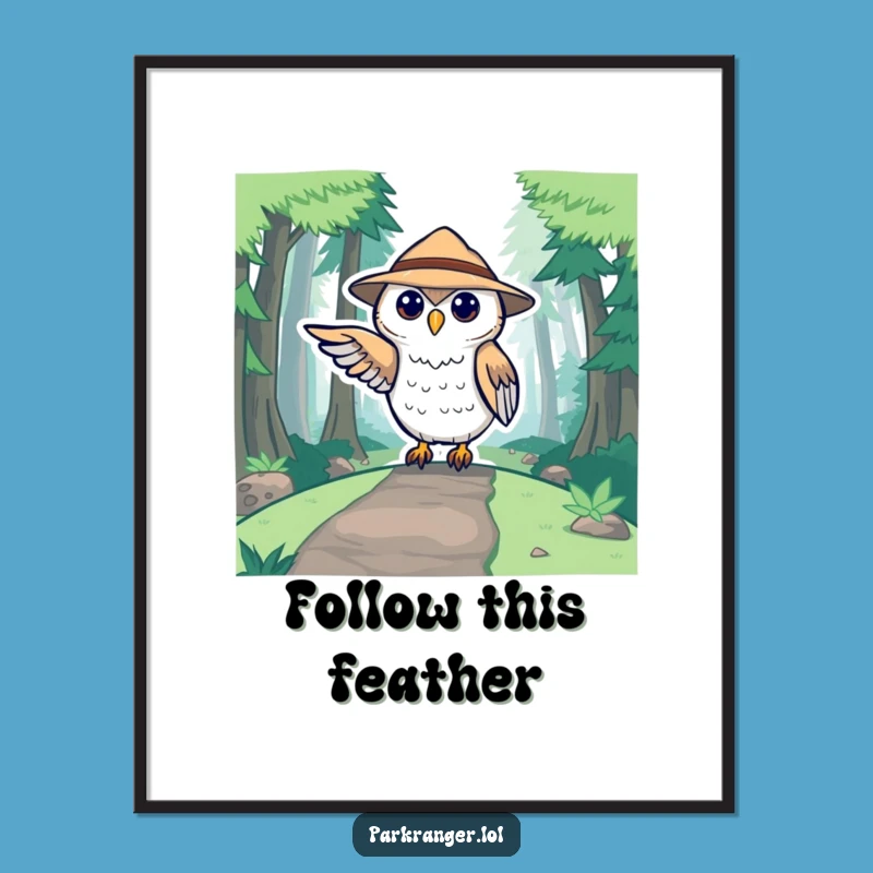 Funny Owl Ranger Digital Art: Cute Forest Guide Print