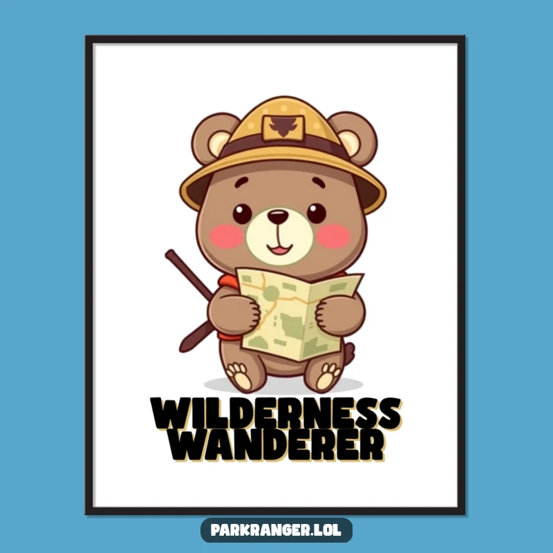 Funny Ranger Bear Digital Art: Adventure Decor, Instant Funny Gift