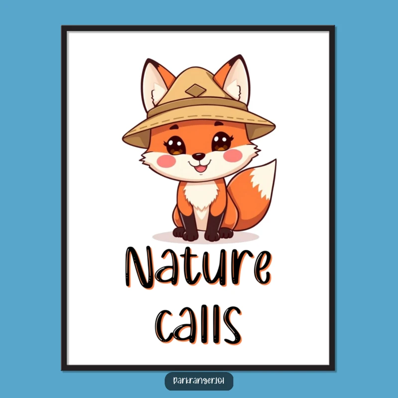 Funny Ranger Fox Digital Art: Printable Woodland Humor for Your Walls!