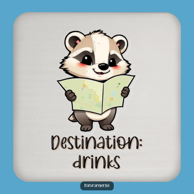 Funny Badger Map Coasters: Protect Surfaces with Determined Style!