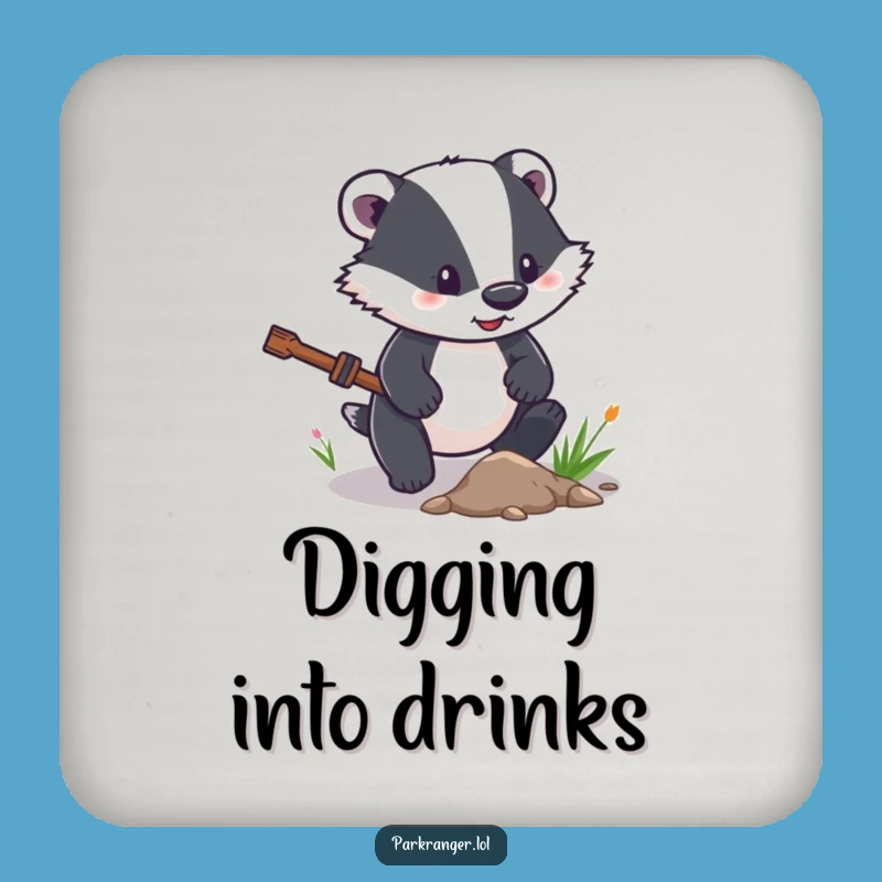 Funny Determined Badger Coaster: Path Protection, Perfect Funny Gift