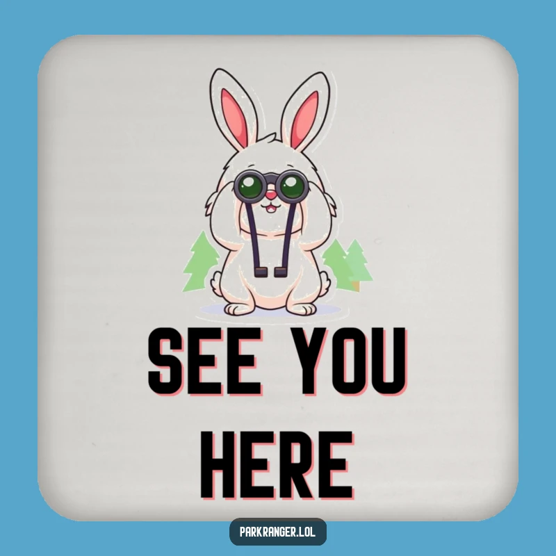 Funny Rabbit Explorer Coaster: Cheerful Gazer Drink Protector
