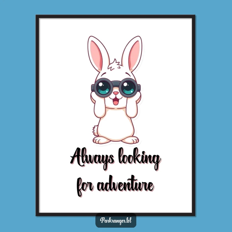 Funny Free Printable Wall Art: Rabbit Binoculars Observation - Downloadable!