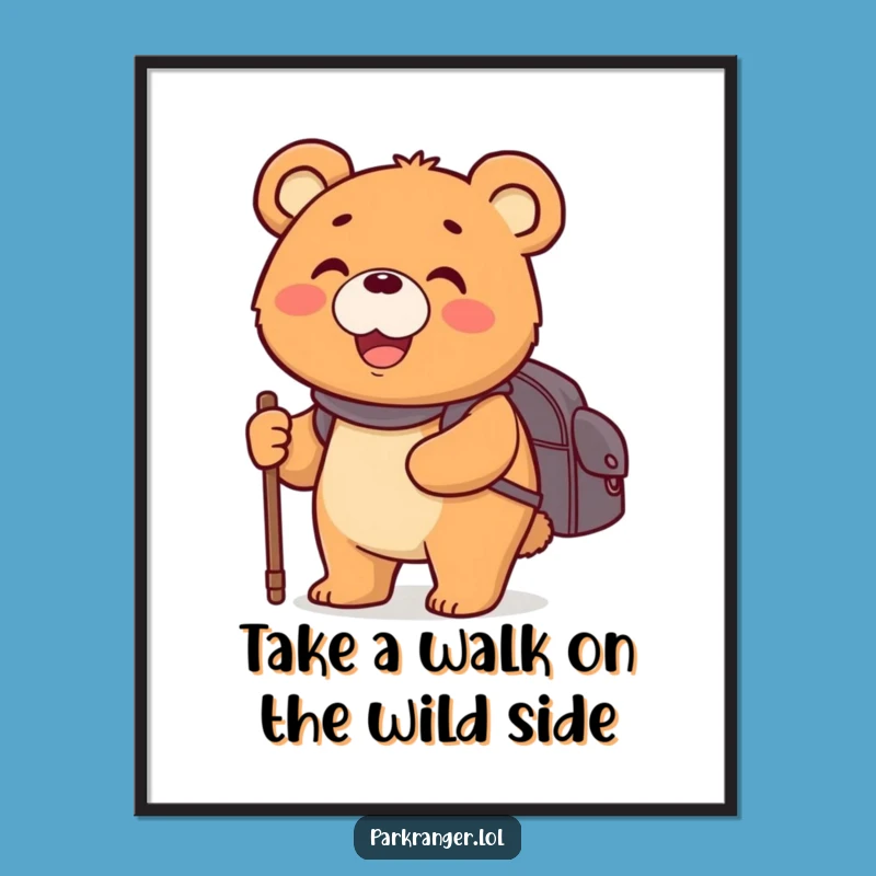 Free Printable Wall Art: Happy Bear Adventure, Smiling Traveler Downloadable Art