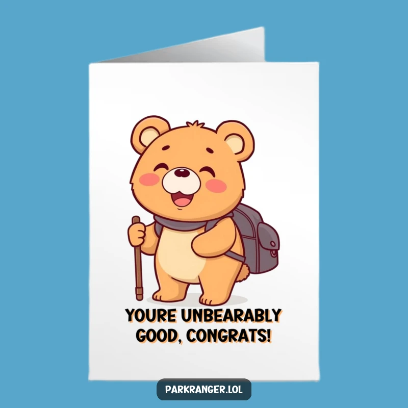 Free Printable Congrats Card: Happy Bear Journey, Successful Adventure Greeting