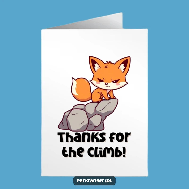 Free Printable Fox Thank You Card: Funny Climbing Fox Downloadable Gift for Appreciation