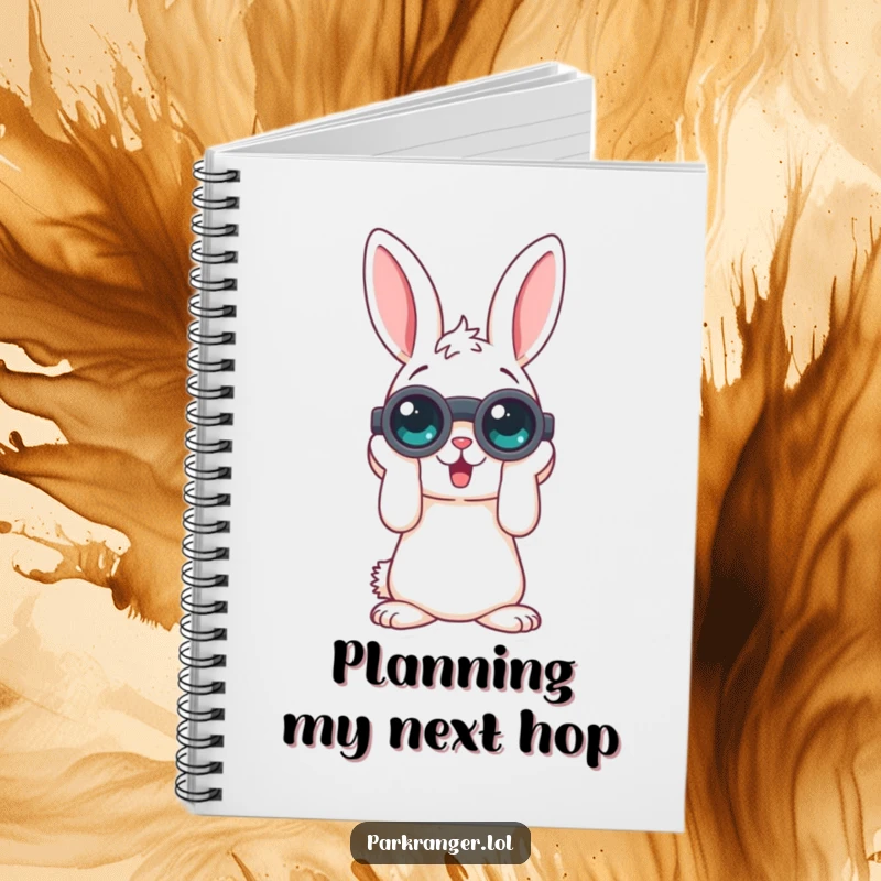 Funny notebook featuring a playful rabbit character with binoculars, ideal for note-taking, journaling, and capturing observations with a humorous flair.