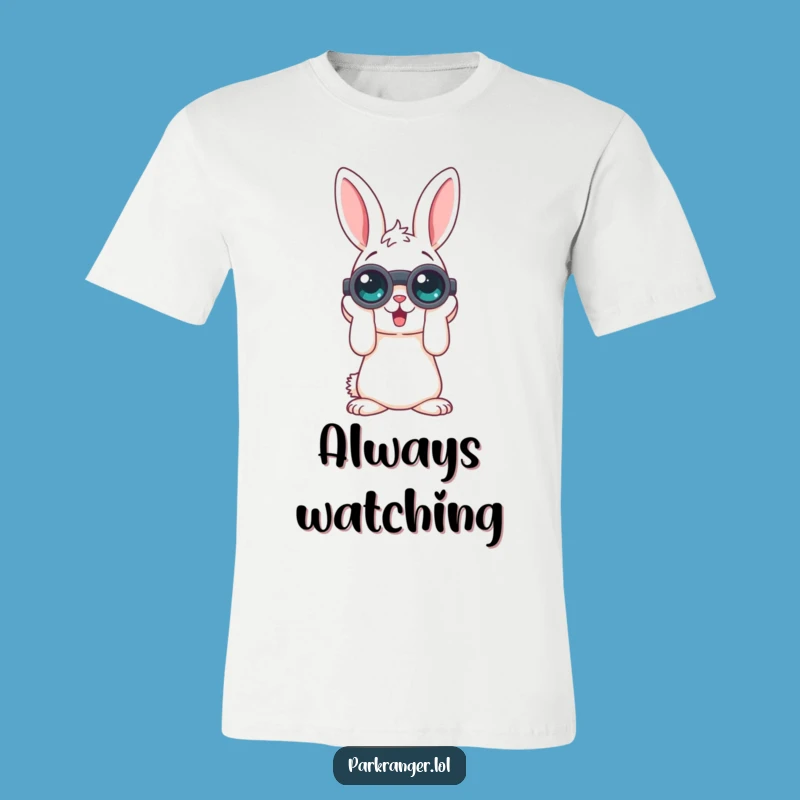 Funny Rabbit Binoculars T-Shirt: Hilarious Outdoor Adventure Apparel!