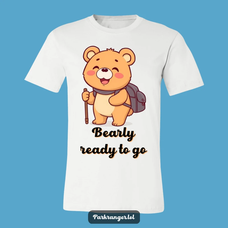 Funny Bear Adventurer T-Shirt: Happy Walker Backpack Tee