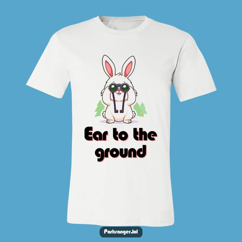 Funny Rabbit Explorer T-Shirt: Cheerful Binocular Gazer Tee